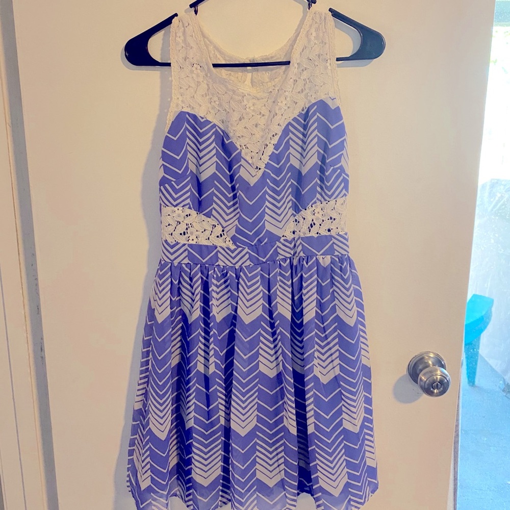 Blue/Lavender Dress with Lace Details